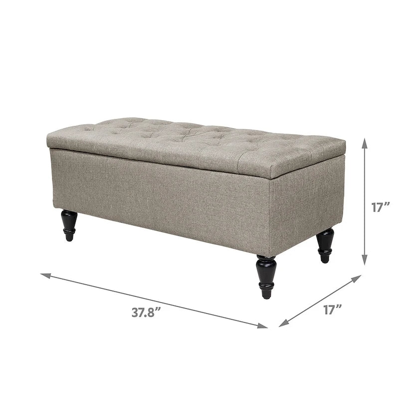 Fabric upholstered bench with storage function