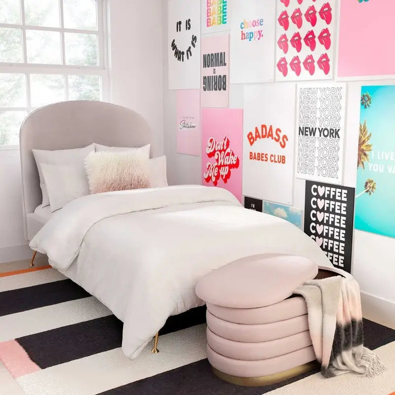 Channel Tufted Velvet Storage Bench With Gold Base, 31.5" Wide, Fully Assembled For Bedroom Or Entryway