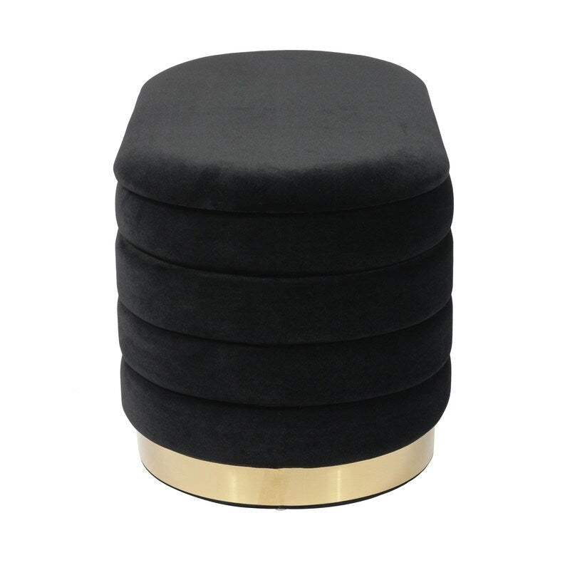 Channel Tufted Velvet Storage Bench With Gold Base, 31.5" Wide, Fully Assembled For Bedroom Or Entryway