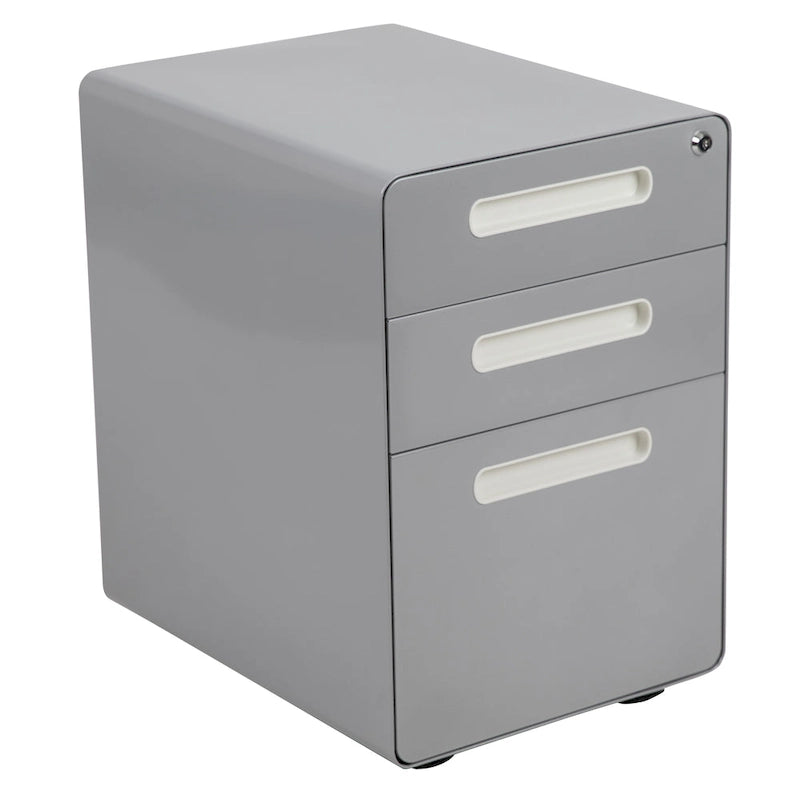 Ergonomic 3-Drawer Mobile Locking Filing Cabinet Storage Organizer