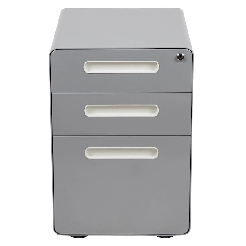 Ergonomic 3-Drawer Mobile Locking Filing Cabinet Storage Organizer
