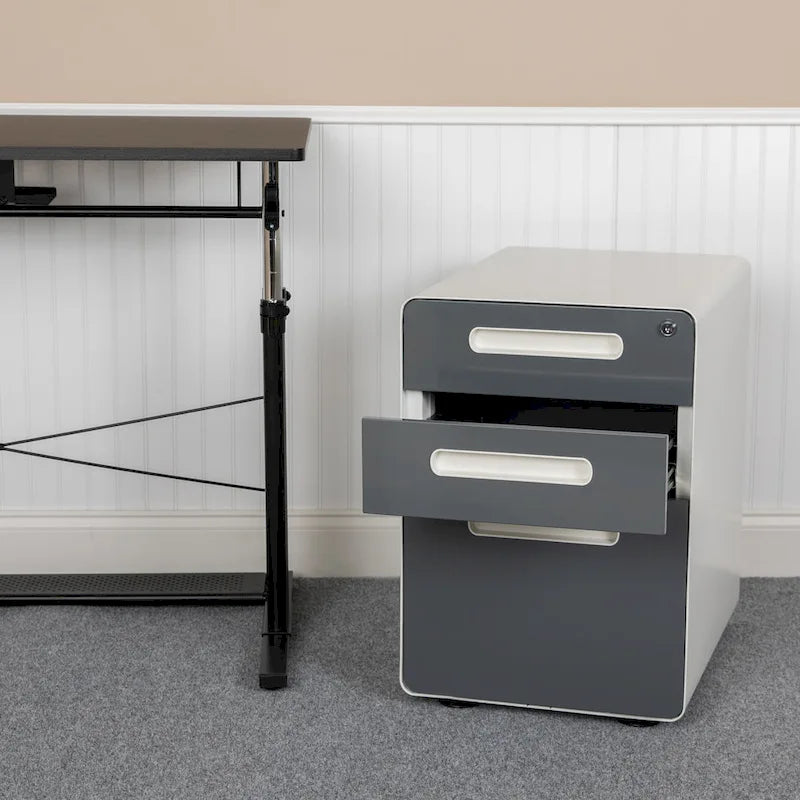 Ergonomic 3-Drawer Mobile Locking Filing Cabinet Storage Organizer