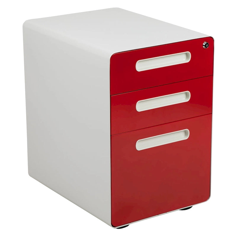 Ergonomic 3-Drawer Mobile Locking Filing Cabinet Storage Organizer