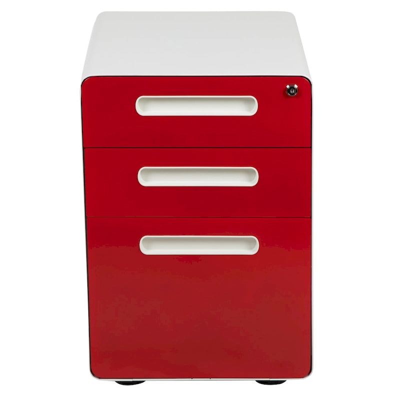 Ergonomic 3-Drawer Mobile Locking Filing Cabinet Storage Organizer