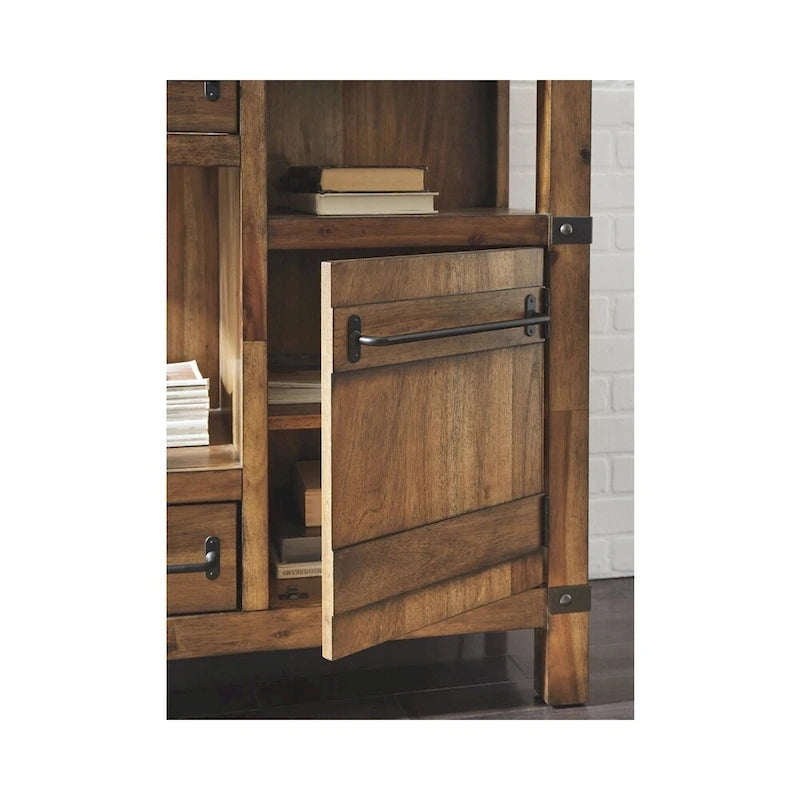 Display Cabinet - Casual Style - Bronze Hardware - Light Brown