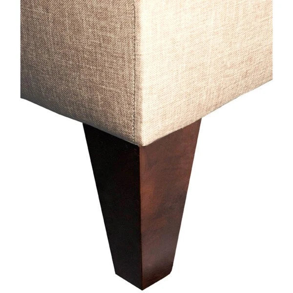 Storage Bench Ottoman, Tufted, Grey/Beige, 2-3 Seater