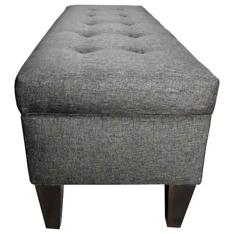 Storage Bench Ottoman, Tufted, Grey/Beige, 2-3 Seater