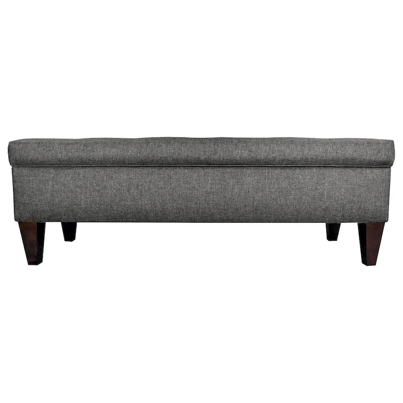 Storage Bench Ottoman, Tufted, Grey/Beige, 2-3 Seater