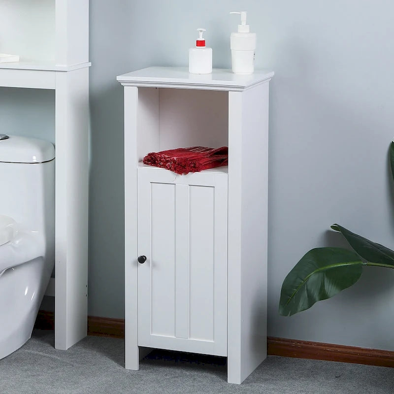 White Manufactured Wood Space-saving Bathroom Storage Cabinet