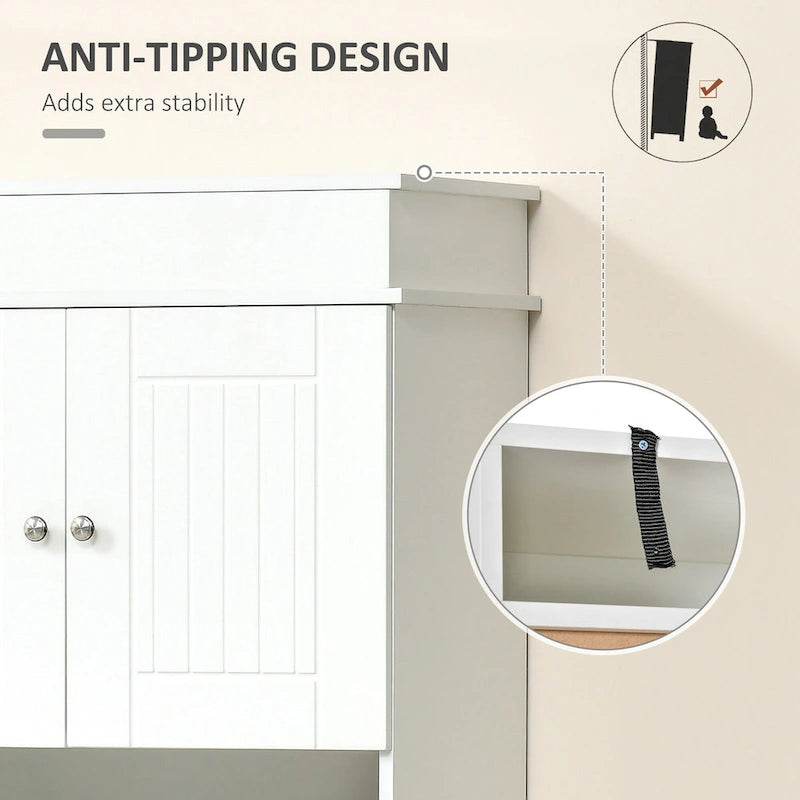 Kitchen sideboard with upper cabinets, freestanding storage unit, multi-functional drawers, double-door cabinet, and countertop, in brown.