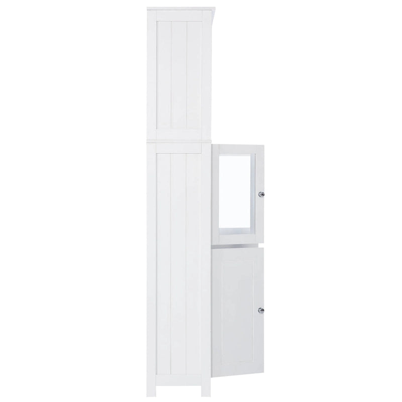 White Tall Bathroom Storage Cabinet with Shelves and Doors for Kitchen and Living Room - 23 W x64 H