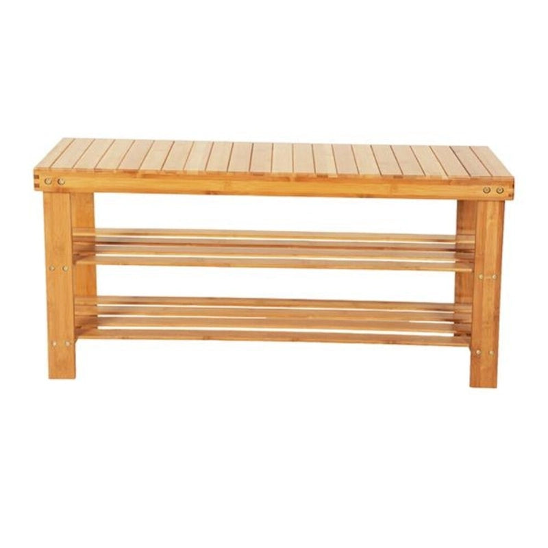 90 cm striped pattern three-tier bamboo shoe rack