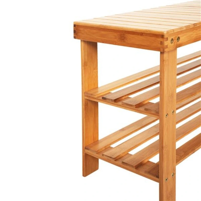 90 cm striped pattern three-tier bamboo shoe rack