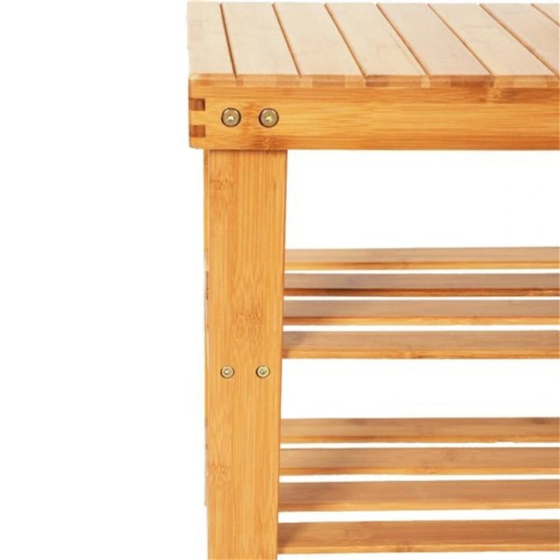 90 cm striped pattern three-tier bamboo shoe rack