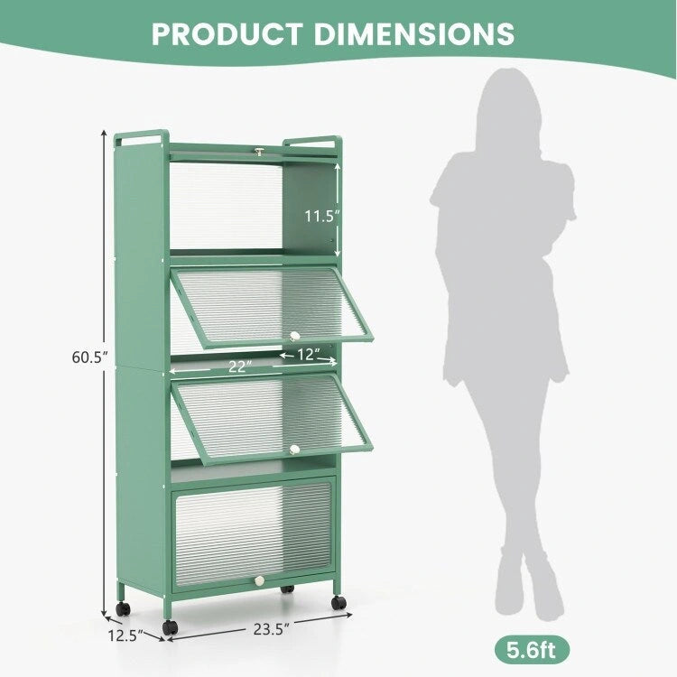 Five-tier kitchen storage rack with a flip-top lid.