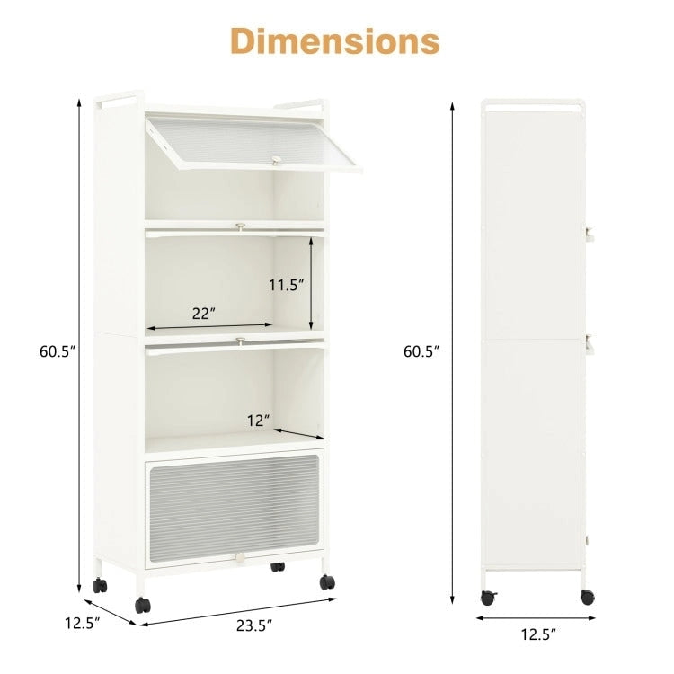 Five-tier kitchen storage rack with a flip-top lid.