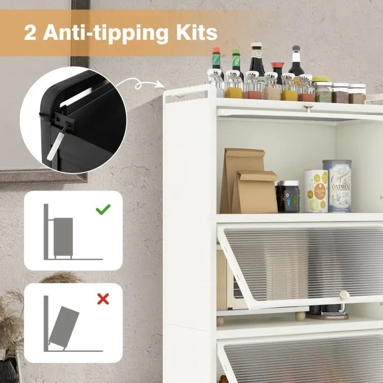 Five-tier kitchen storage rack with a flip-top lid.