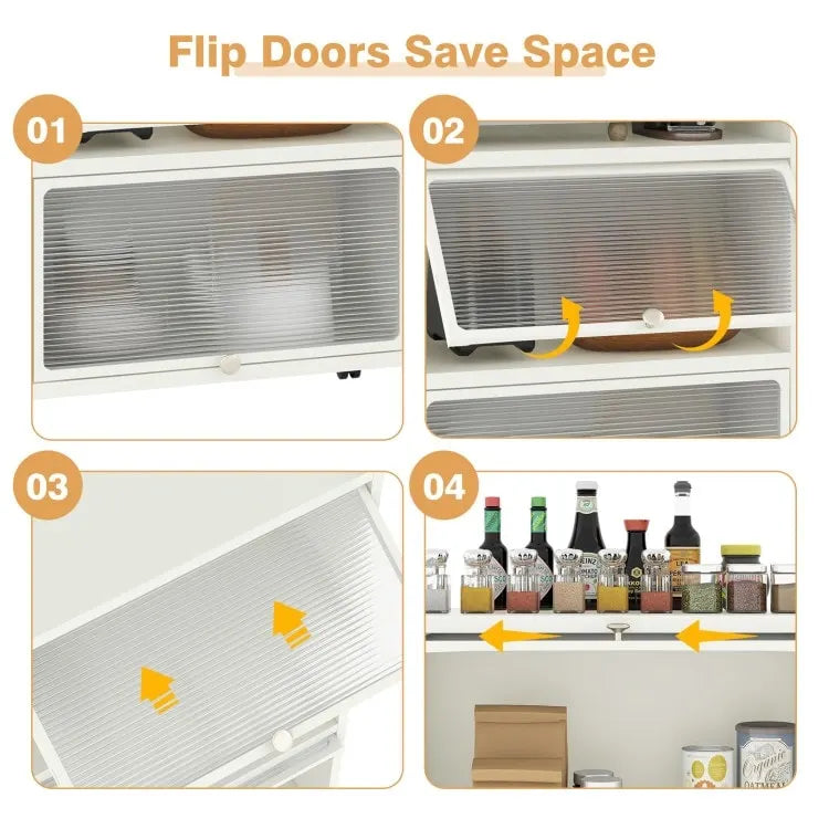 Five-tier kitchen storage rack with a flip-top lid.