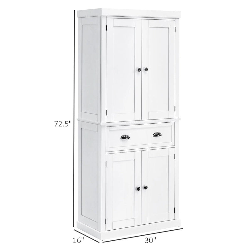 72  Freestanding Kitchen Pantry Cabinet, Tall Storage Cabinet with 2 Door Cupboards, 2 Drawers and Adjustable Shelves