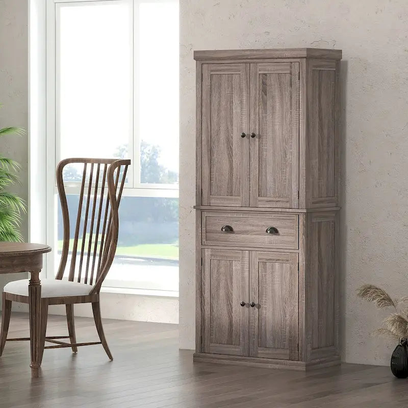 72  Freestanding Kitchen Pantry Cabinet, Tall Storage Cabinet with 2 Door Cupboards, 2 Drawers and Adjustable Shelves