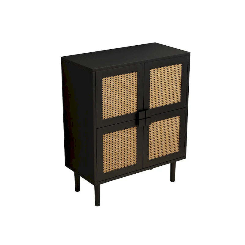 4-Doors Rattan Mesh Storage Cabinet, Sideboard with Eight Storage Spaces