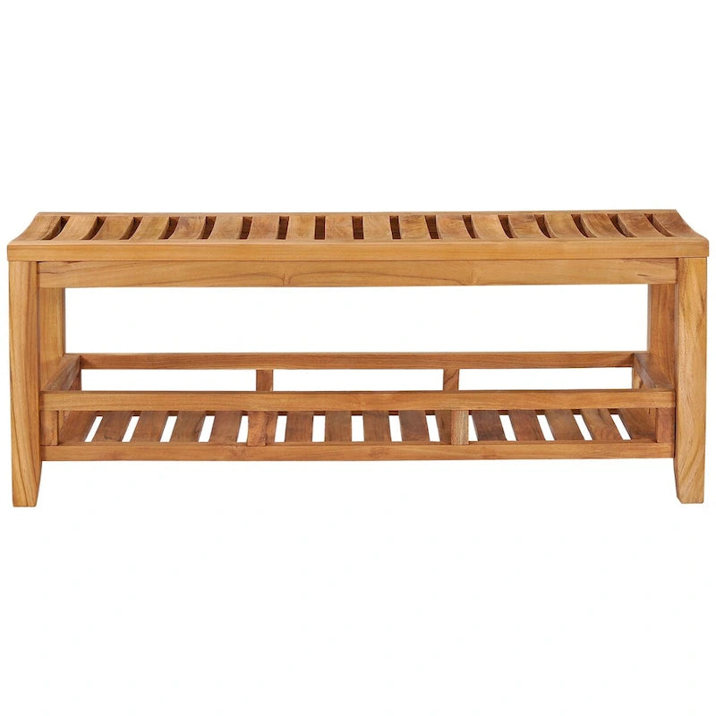 Large 47-Inch Teak Shower Bench, Suitable For Indoor/Outdoor Spa Areas.