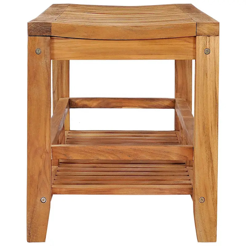 Large 47-Inch Teak Shower Bench, Suitable For Indoor/Outdoor Spa Areas.