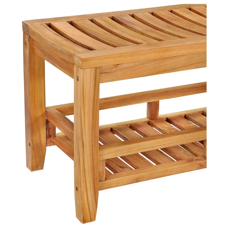 Large 47-Inch Teak Shower Bench, Suitable For Indoor/Outdoor Spa Areas.
