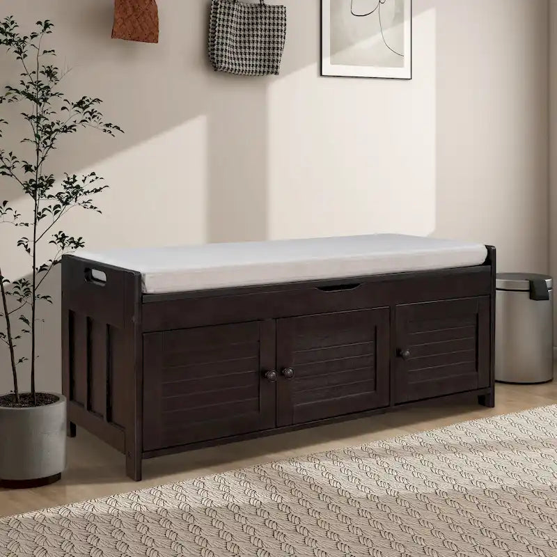 43.5  Storage Bench With Linen Blend Cushion