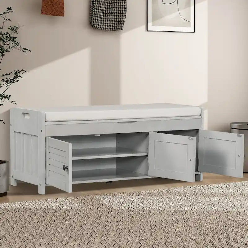 43.5  Storage Bench With Linen Blend Cushion