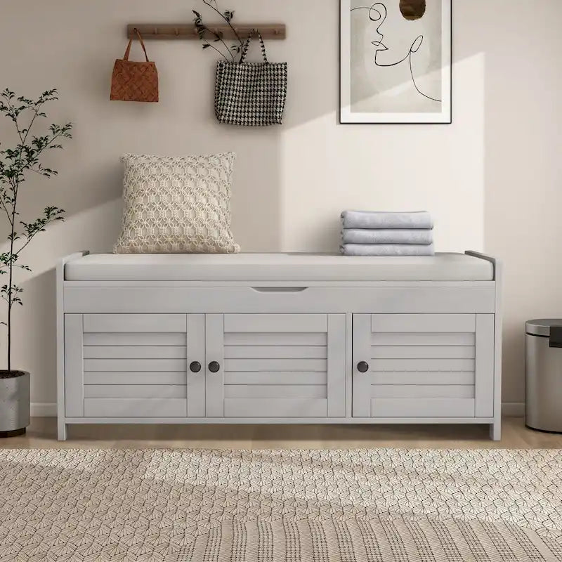 43.5  Storage Bench With Linen Blend Cushion