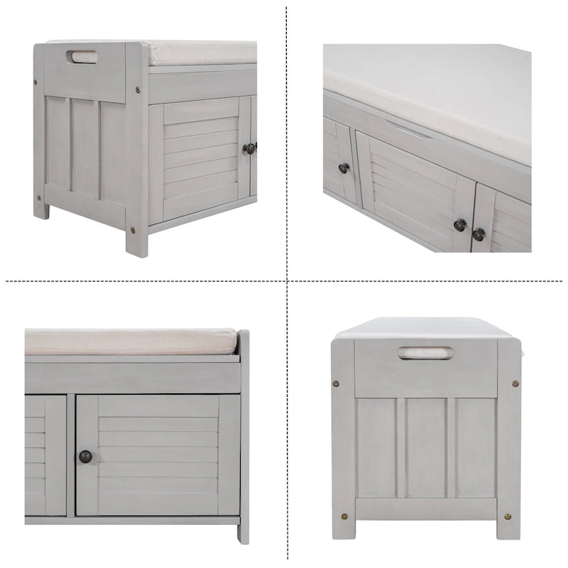 43.5  Storage Bench With Linen Blend Cushion