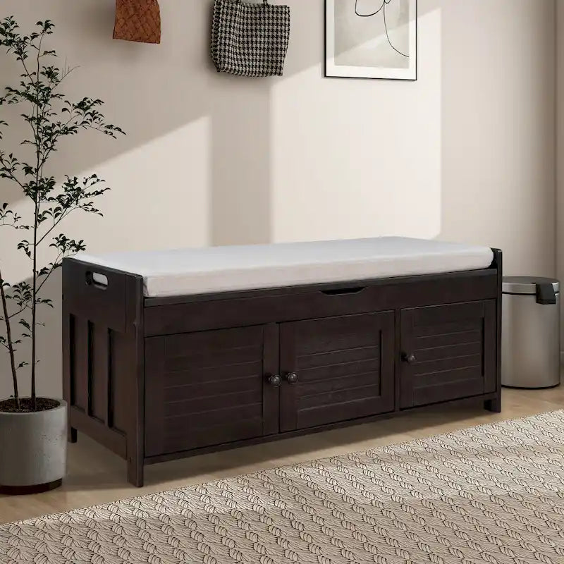 43.5  Storage Bench With Linen Blend Cushion