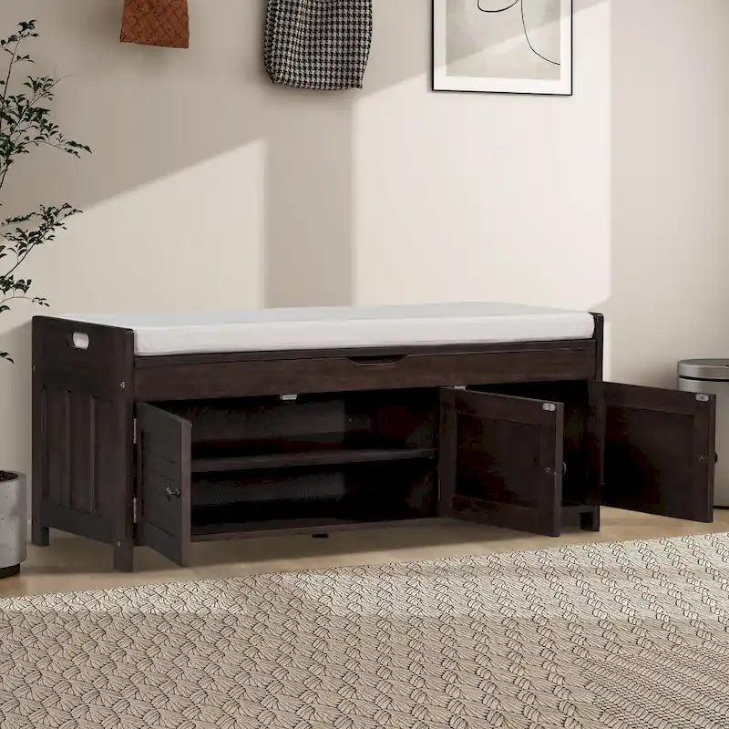 43.5  Storage Bench With Linen Blend Cushion