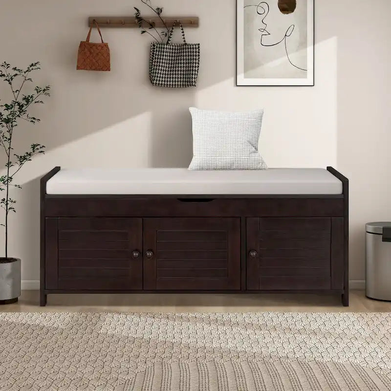 43.5  Storage Bench With Linen Blend Cushion