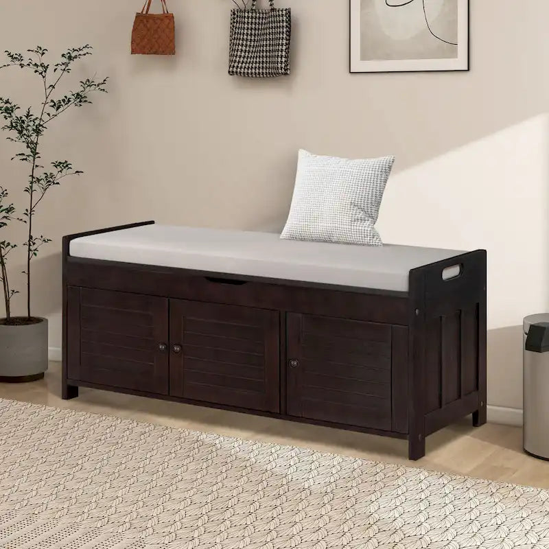 43.5  Storage Bench With Linen Blend Cushion