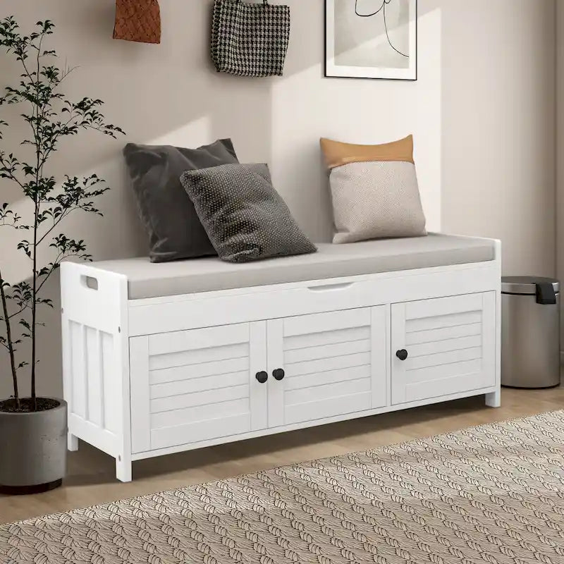 43.5  Storage Bench With Linen Blend Cushion