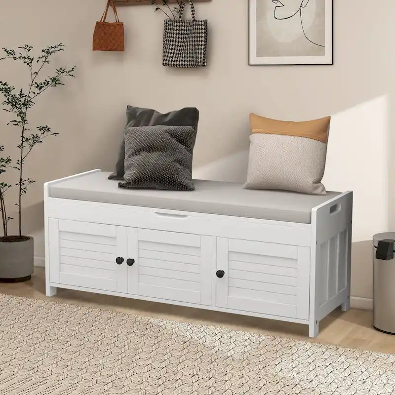 43.5  Storage Bench With Linen Blend Cushion