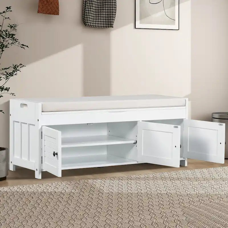 43.5  Storage Bench With Linen Blend Cushion