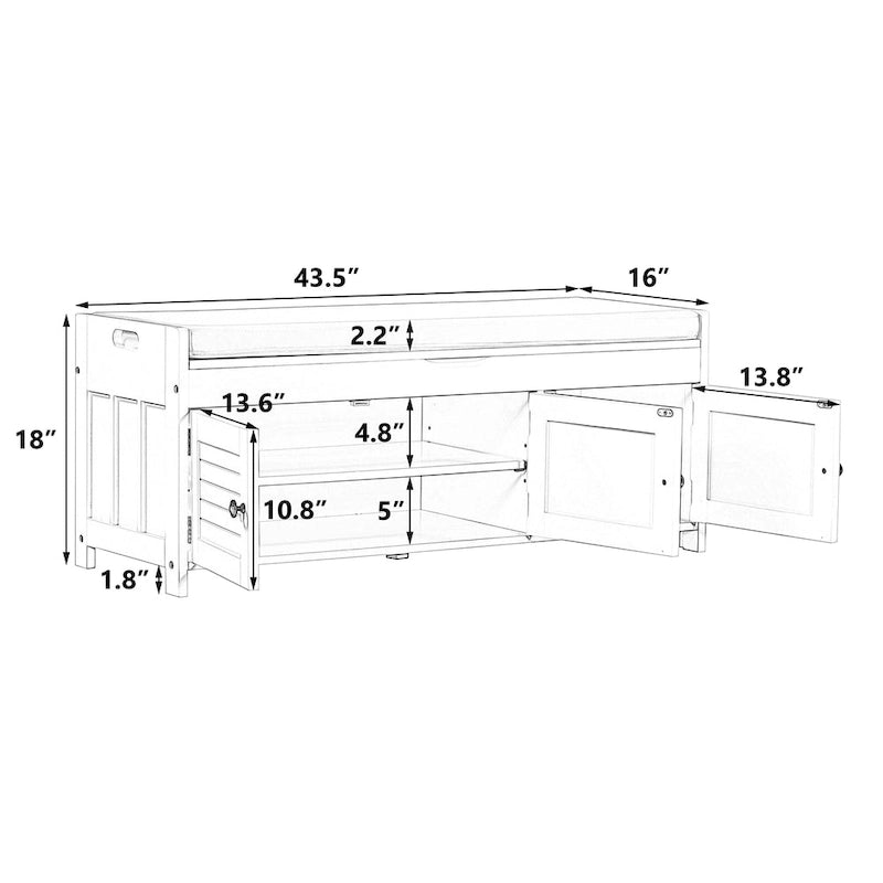 43.5  Storage Bench With Linen Blend Cushion