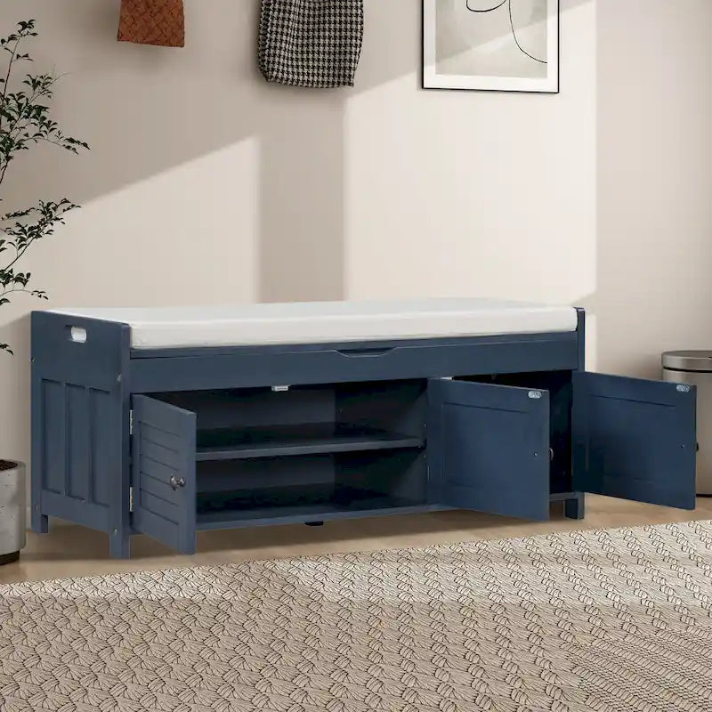 43.5  Storage Bench With Linen Blend Cushion