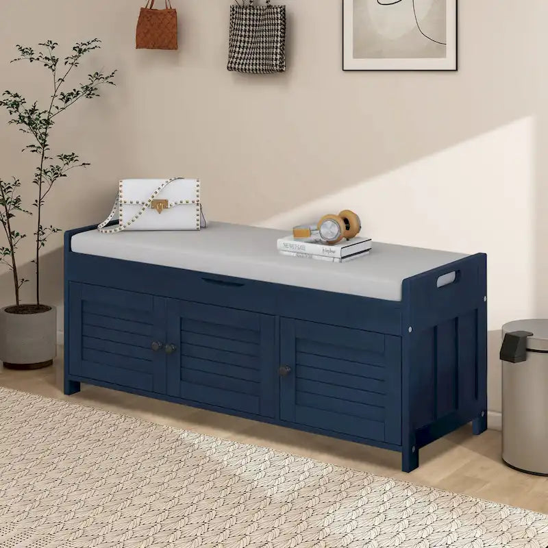 43.5  Storage Bench With Linen Blend Cushion