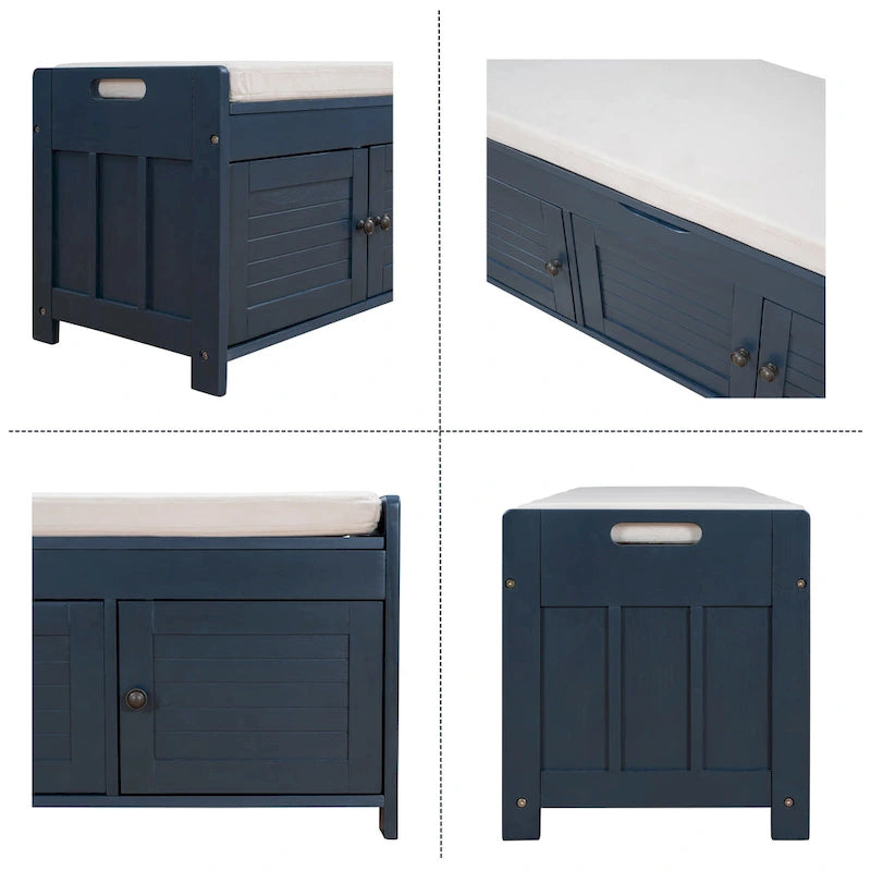 43.5  Storage Bench With Linen Blend Cushion