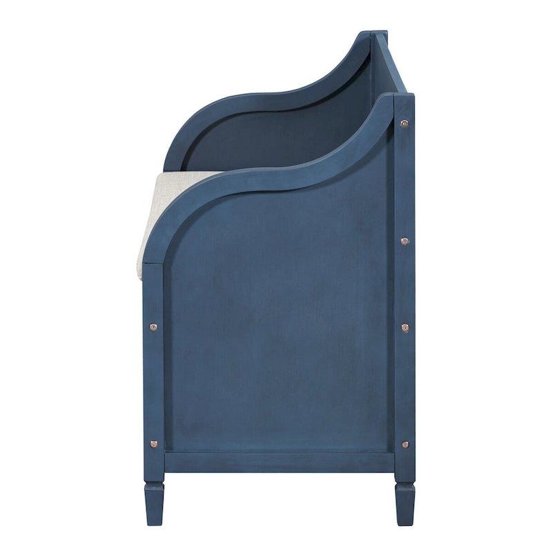 Rustic Style Solid Wood Entryway Storage Bench with Safety Hinge