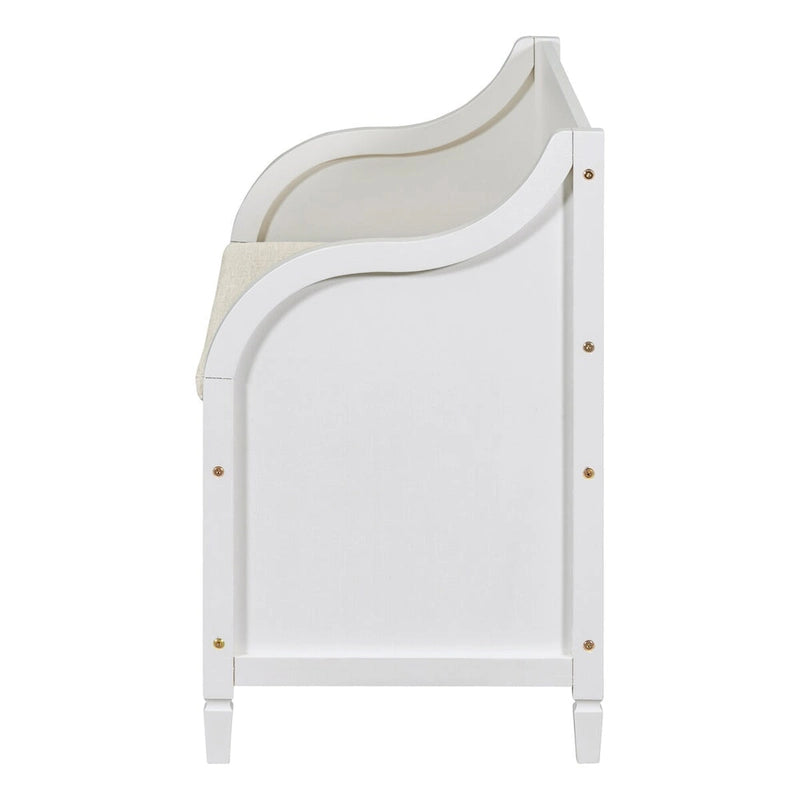 Rustic Style Solid Wood Entryway Storage Bench with Safety Hinge