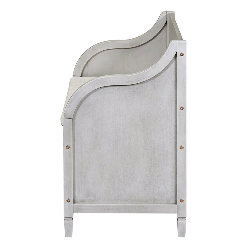 Rustic Style Solid Wood Entryway Storage Bench with Safety Hinge