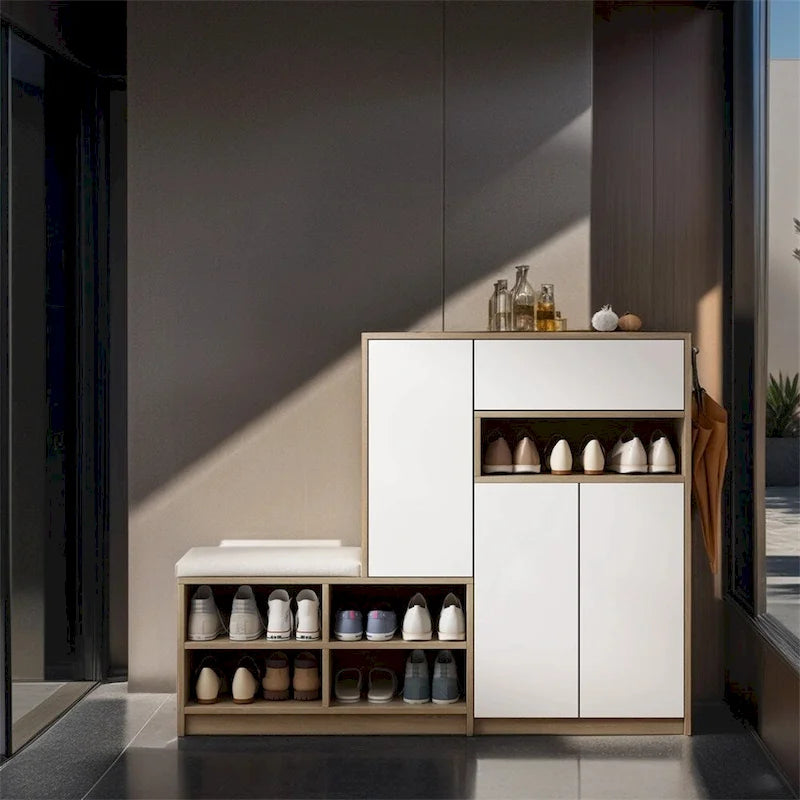 2-in-1 Shoe Storage Bench & Shoe Cabinets,Multi-functional Shoe Rack