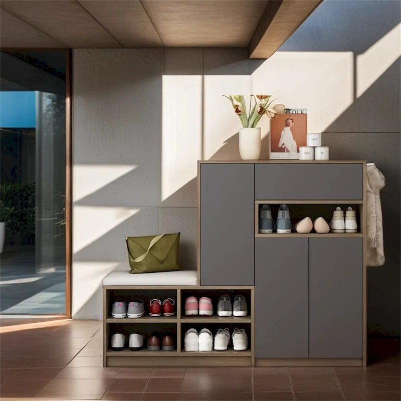 2-in-1 Shoe Storage Bench & Shoe Cabinets,Multi-functional Shoe Rack