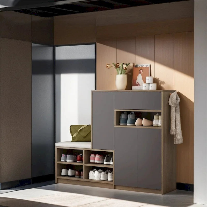 2-in-1 Shoe Storage Bench & Shoe Cabinets,Multi-functional Shoe Rack