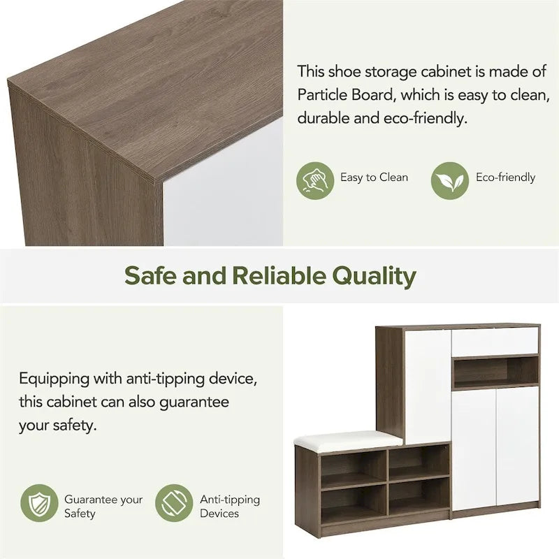 2-in-1 Shoe Storage Bench & Shoe Cabinets,Multi-functional Shoe Rack